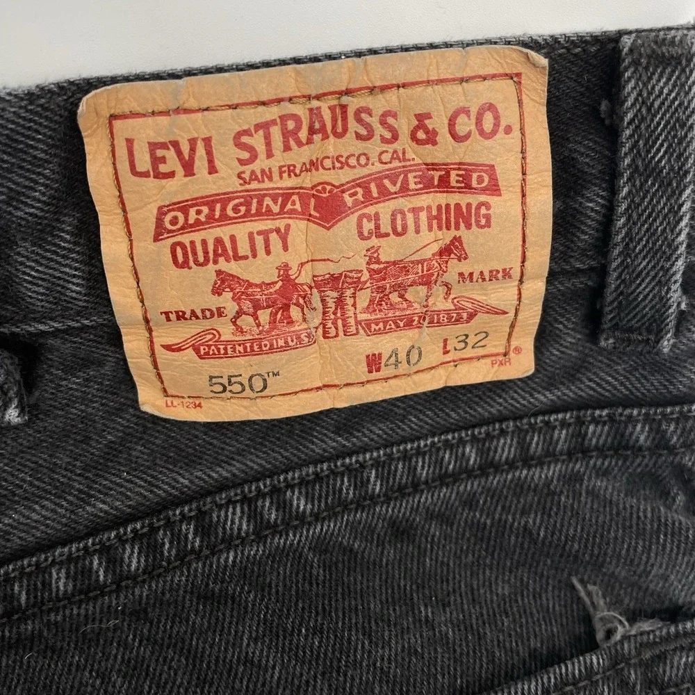 Levi's 550 Jeans Men's 40x32 (38x30) Relaxed Fit Black Tapered Leg Haiti 11/2008